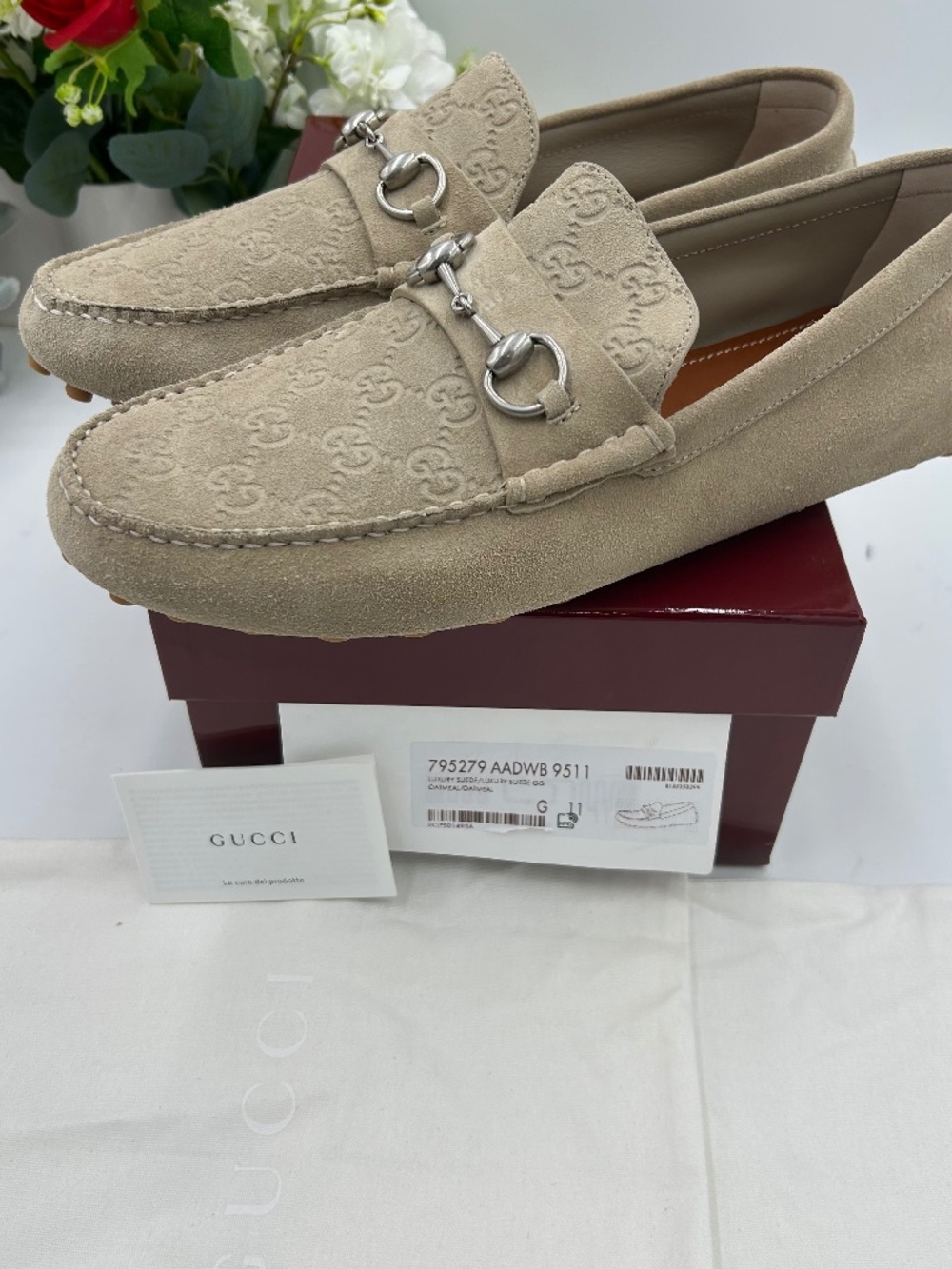 Men’s Gucci GG suede Driver loafers. Size 11.(fits 12 US.) made in Italy.